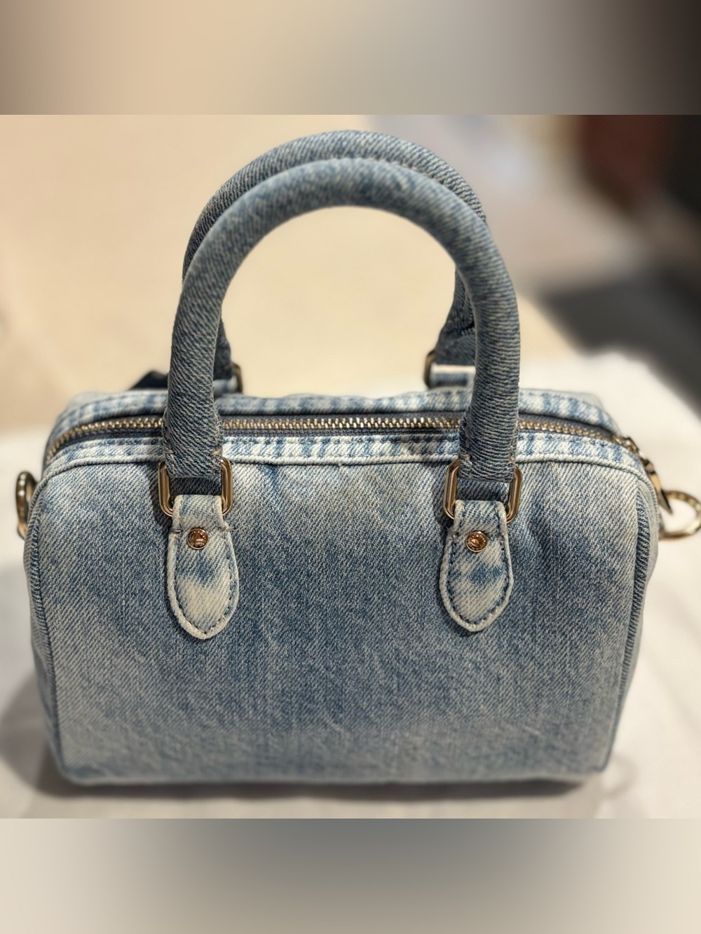 Coach Mini Rowan Crossbody Bag In Loved Denim With Charms - Picture 6 of 16